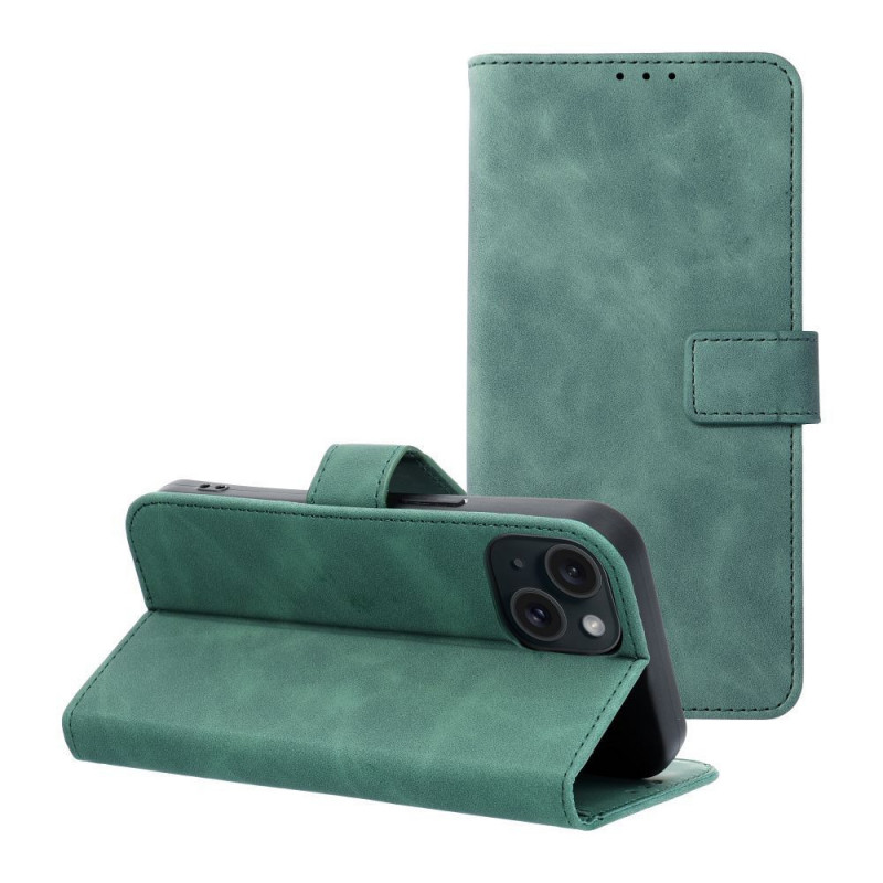 Peňaženkové puzdro TENDER Book na Apple iPhone 15 Zelený