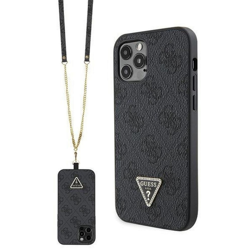 Kryt Guess Metal Logo Starss Crossbody na Apple iPhone 12 Pro Elegant  Čierny