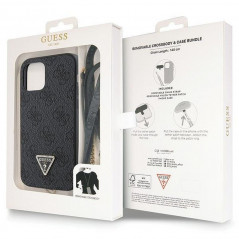 Kryt Guess Metal Logo Starss Crossbody na Apple iPhone 12 Elegant  Čierny