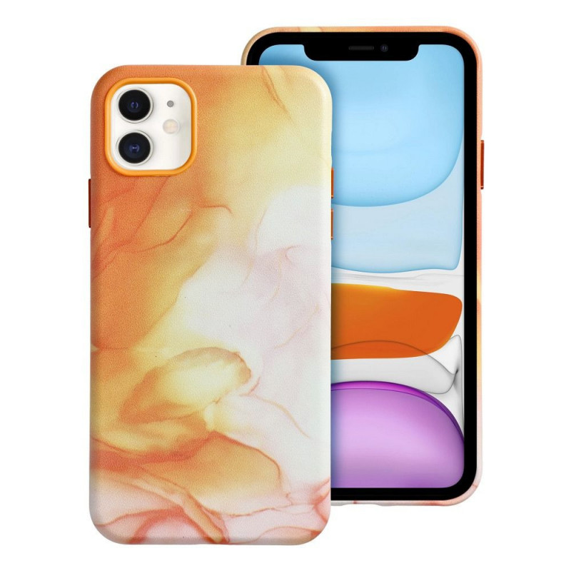 Kryt Leather Mag Cover na Apple iPhone 11 Elegant  MagSAFE  Oranžová škvrna