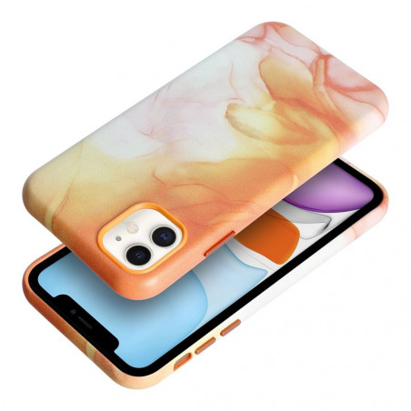Kryt Leather Mag Cover na Apple iPhone 11 Elegant  MagSAFE  Oranžová škvrna