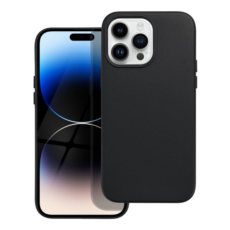 Kryt Leather Mag Cover na Apple iPhone 14 Pro Max Elegant  MagSAFE  Čierny