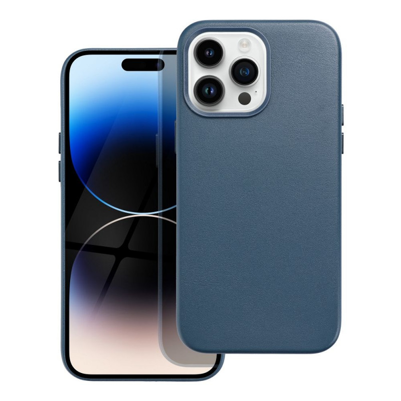 Kryt Leather Mag Cover na Apple iPhone 14 Pro Max Elegant  MagSAFE  Indigový modrý