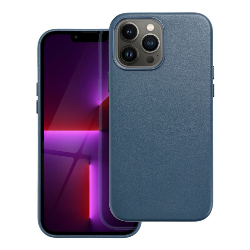 Kryt Leather Mag Cover na Apple iPhone 13 Pro Max Elegant  MagSAFE  Indigový modrý