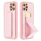 Kryt LEATHER Case Kickstand na Apple iPhone 14 Pro Ružový