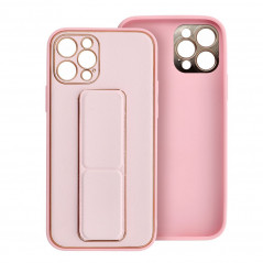 Kryt LEATHER Case Kickstand na Apple iPhone 14 Pro Ružový