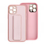 Kryt LEATHER Case Kickstand na Apple iPhone 14 Pro Ružový