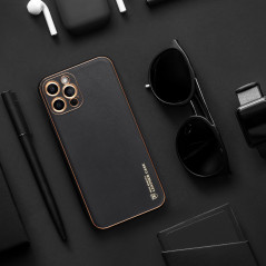 Kryt Leather na Apple iPhone 14 Čierny