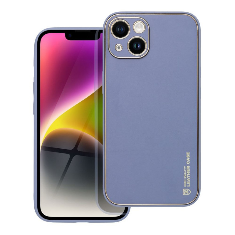 Kryt Leather na Apple iPhone 14 Modrý