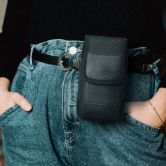 Univerzálne puzdro, Vertikálne puzdro Vertical Belt Holster OXFORD na Apple iPhone 13 Pro Čierny