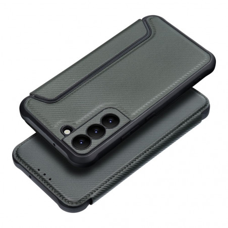 Peňaženkové puzdro Razor Book na Samsung Galaxy S22 Uhlíkové vlákno, Karbónový vzor Tmavo zelený