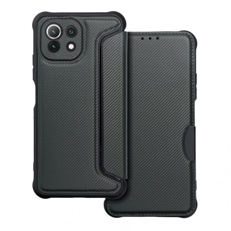Peňaženkové puzdro Razor Book na XIAOMI Mi 11 Lite 5G NE Uhlíkové vlákno, Karbónový vzor  Čierny