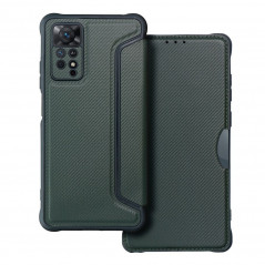 Peňaženkové puzdro Razor Book na XIAOMI Redmi Note 11 Pro 5G Uhlíkové vlákno, Karbónový vzor Tmavo zelený
