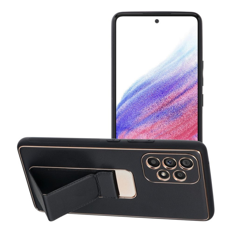 Kryt LEATHER Case Kickstand na Samsung Galaxy A53 5G Čierny