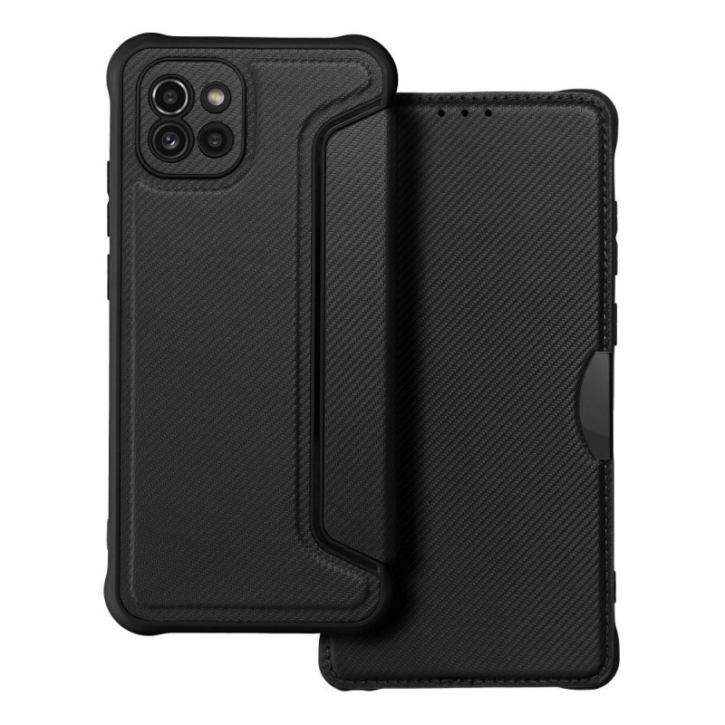 Peňaženkové puzdro Razor Book na Samsung Galaxy A03 Uhlíkové vlákno, Karbónový vzor  Čierny