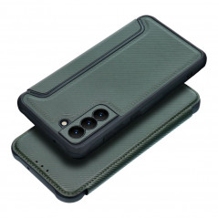 Peňaženkové puzdro Razor Book na Samsung Galaxy S21 FE 5G Uhlíkové vlákno, Karbónový vzor Tmavo zelený