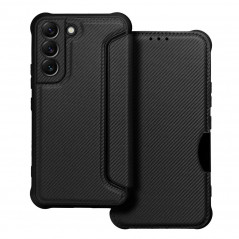 Peňaženkové puzdro Razor Book na Samsung Galaxy S22 Uhlíkové vlákno, Karbónový vzor Čierny