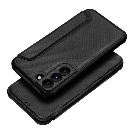 Peňaženkové puzdro Razor Book na Samsung Galaxy S22 Uhlíkové vlákno, Karbónový vzor Čierny