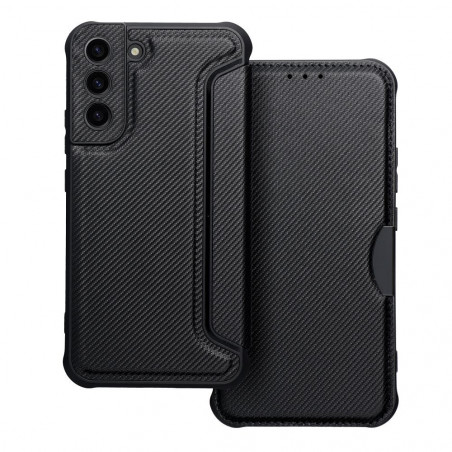 Peňaženkové puzdro Razor Book na Samsung Galaxy S22 Plus Uhlíkové vlákno, Karbónový vzor Čierny