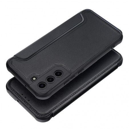 Peňaženkové puzdro Razor Book na Samsung Galaxy S22 Plus Uhlíkové vlákno, Karbónový vzor Čierny