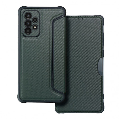 Peňaženkové puzdro Razor Book na Samsung Galaxy A33 Uhlíkové vlákno, Karbónový vzor Tmavo zelený