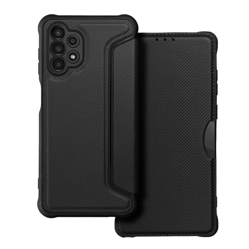Peňaženkové puzdro Razor Book na Samsung Galaxy A32 LTE Uhlíkové vlákno, Karbónový vzor  Čierny