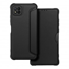 Peňaženkové puzdro Razor Book na Samsung Galaxy A22 5G Uhlíkové vlákno, Karbónový vzor Čierny