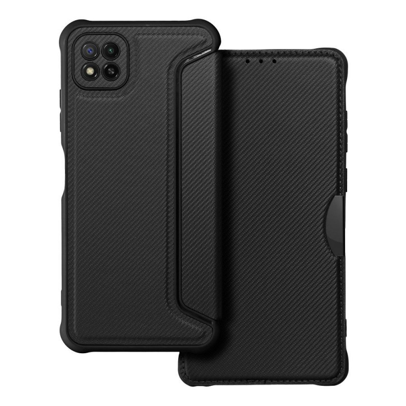 Peňaženkové puzdro Razor Book na Samsung Galaxy A22 5G Uhlíkové vlákno, Karbónový vzor  Čierny