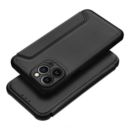 Peňaženkové puzdro Razor Book na Apple iPhone 13 Pro Max Uhlíkové vlákno, Karbónový vzor Čierny