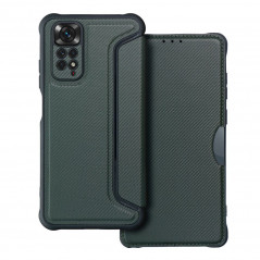 Peňaženkové puzdro Razor Book na XIAOMI Redmi Note 11S Uhlíkové vlákno, Karbónový vzor  Tmavo zelený