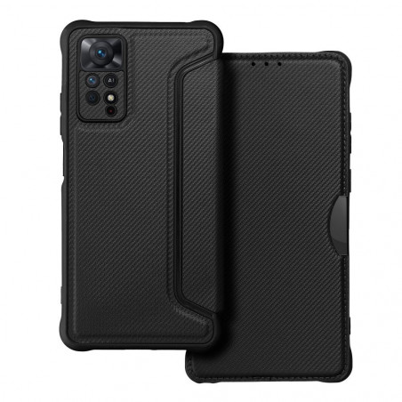 Peňaženkové puzdro Razor Book na XIAOMI Redmi Note 11 Pro 5G Uhlíkové vlákno, Karbónový vzor  Čierny
