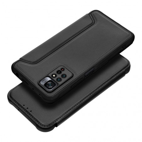 Peňaženkové puzdro Razor Book na XIAOMI Redmi Note 11 Pro 5G Uhlíkové vlákno, Karbónový vzor  Čierny