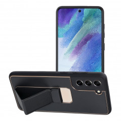 Kryt LEATHER Case Kickstand na Samsung Galaxy S21 FE 5G Čierny