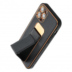 Kryt LEATHER Case Kickstand na Samsung Galaxy S21 FE 5G Čierny