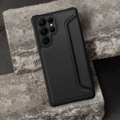 Peňaženkové puzdro Razor Book na Samsung Galaxy A12 Uhlíkové vlákno, Karbónový vzor  Čierny
