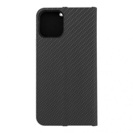 Peňaženkové puzdro LUNA Book Carbon na Apple iPhone 12 Pro Uhlíkové vlákno, Elegant Čierny