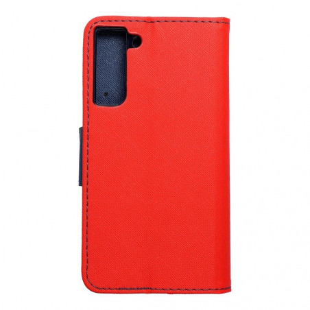Peňaženkové puzdro Fancy Book na Samsung Galaxy S21 FE 5G Červený / Námornícka modrá