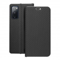 Peňaženkové puzdro LUNA Book Carbon na Samsung Galaxy S20 FE 5G 2022 Uhlíkové vlákno, Elegant Čierny