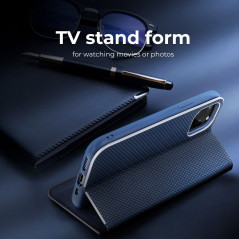 Peňaženkové puzdro LUNA Book Carbon na Samsung Galaxy A72 5G Uhlíkové vlákno, Elegant  Modrý