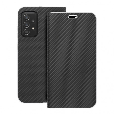Peňaženkové puzdro LUNA Book Carbon na Samsung Galaxy A52 5G Uhlíkové vlákno, Elegant Čierny