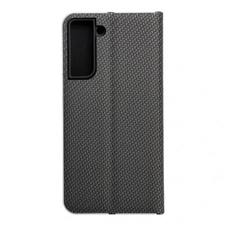 Peňaženkové puzdro LUNA Book Carbon na Samsung Galaxy S21 FE 5G Uhlíkové vlákno, Elegant Čierny