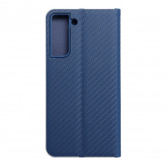Peňaženkové puzdro LUNA Book Carbon na Samsung Galaxy S21 FE 5G Uhlíkové vlákno, Elegant Modrý