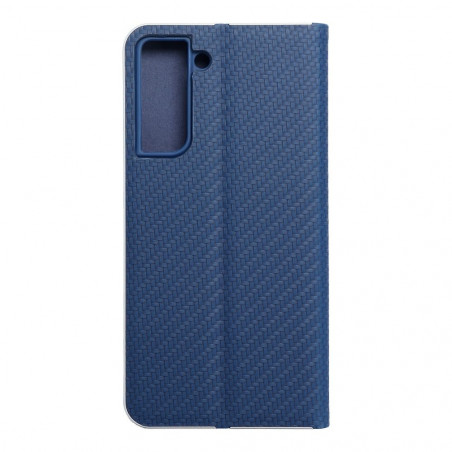 Peňaženkové puzdro LUNA Book Carbon na Samsung Galaxy S21 FE 5G Uhlíkové vlákno, Elegant Modrý