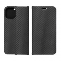 Peňaženkové puzdro LUNA Book Carbon na Apple iPhone 13 Pro Max Uhlíkové vlákno, Elegant  Čierny