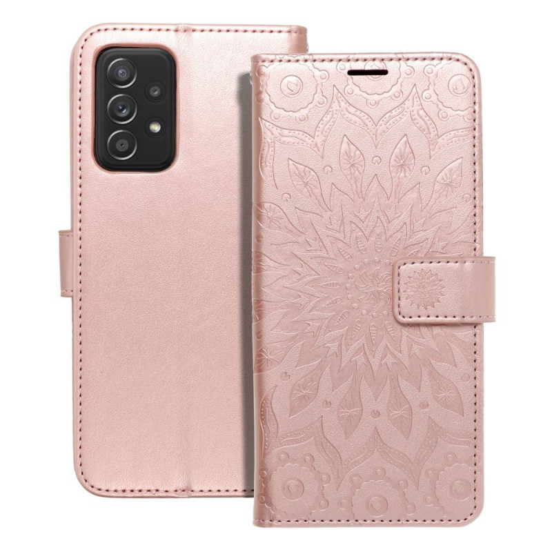 Peňaženkové puzdro MEZZO Book na Samsung Galaxy A52s 5G Mandala  Ružovo-zlatý