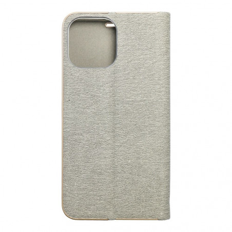Peňaženkové puzdro LUNA Book Gold na Apple iPhone 13 Pro Max Elegant Strieborný