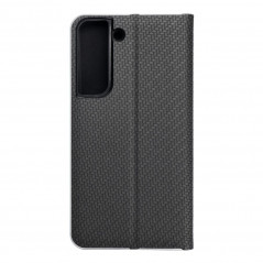 Peňaženkové puzdro LUNA Book Carbon na Samsung Galaxy S22 Uhlíkové vlákno, Elegant Čierny