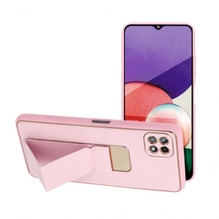 Kryt LEATHER Case Kickstand na Samsung Galaxy A22 5G Ružový
