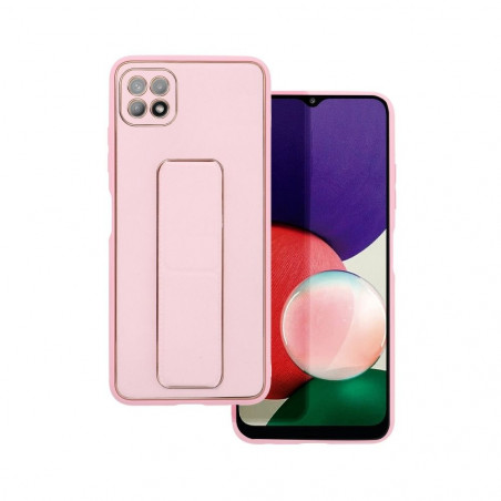 Kryt LEATHER Case Kickstand na Samsung Galaxy A22 5G Ružový