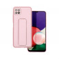 Kryt LEATHER Case Kickstand na Samsung Galaxy A22 5G Ružový